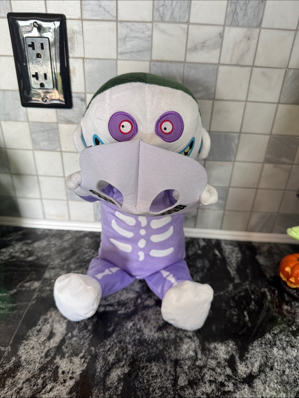 Kids Purple Skeleton Plush Costume with Removable Mask